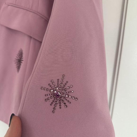 Cinq à Sept Cheyenne Crepe Blazer Jacket Staburst Rhinestone Embellishment Mauve - Picture 5 of 11